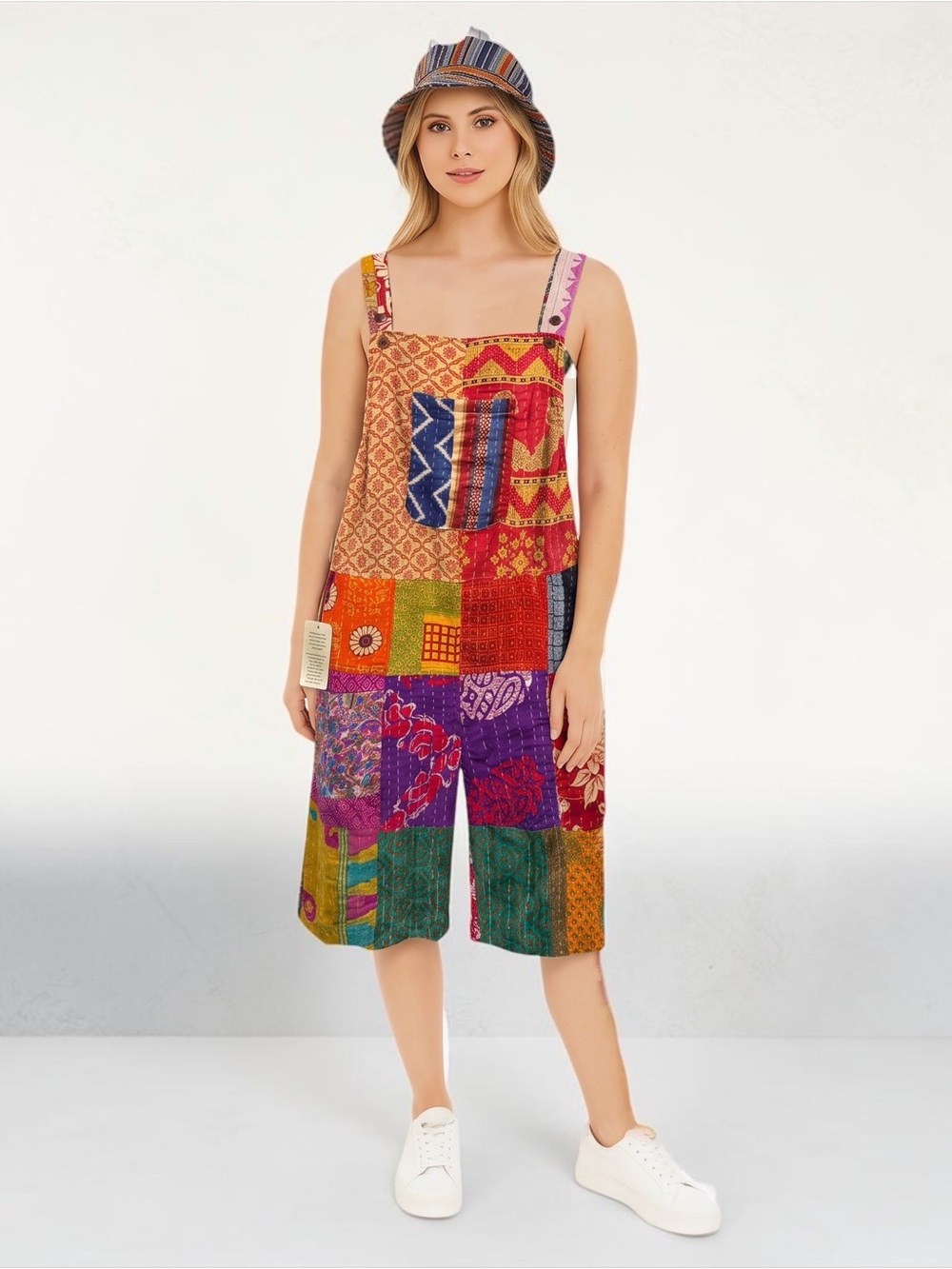 KATHMANDU NWT Genuine Kantha Hand Stitched Patchwork Overall Romper, O/S